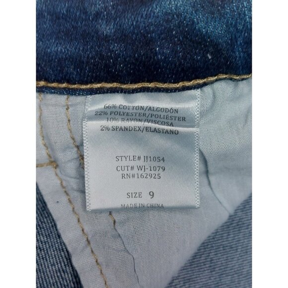 Jelly Jeans Womens Juniors Size 9 Dark Blue Distressed Denim Jeans Raw Hem - Picture 10 of 16